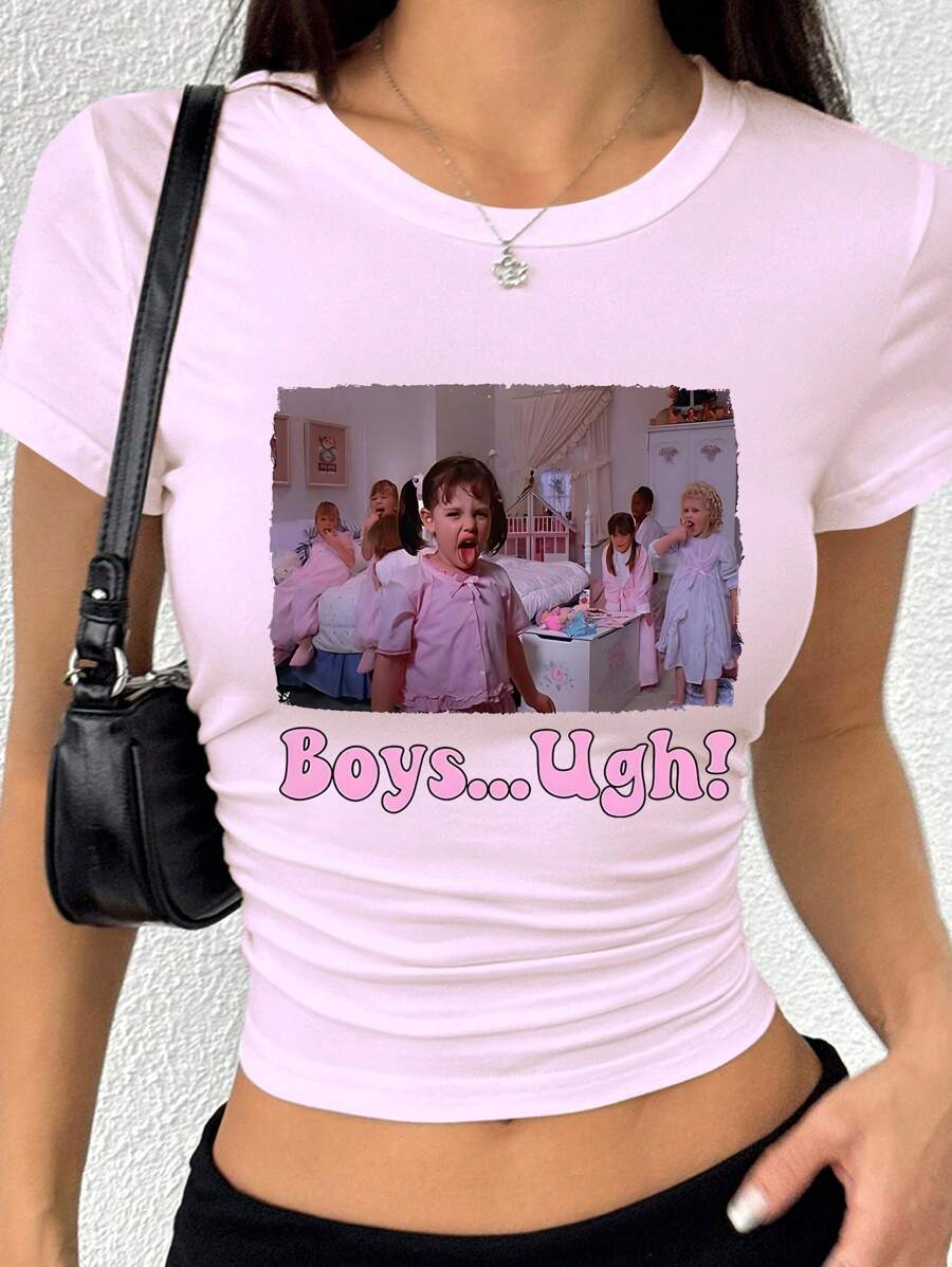 INAWLY Infant T-Shirt, Women & Girls Y2K Style Cropped Fitted T-Shirts, Cute Tops, Friends Gift, Sarcastic Print