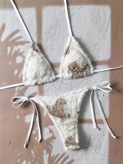 Swim Mod 2022 Summer Beach Frog Print Cute Padded Triangle Bikini Set For Young Girls