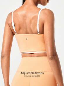 GLOWMODE FeatherFit™ Two-Tone Scoop Neck Longline Sports Bra Low Impact Yoga Daily - Orange - View 4