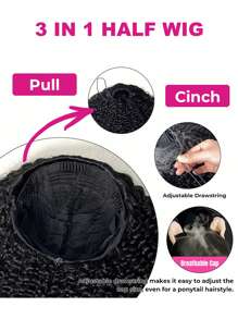 9am Hair Store 真人发三合一半假发，无缝蓬松卷曲真人发翻转假发，无需胶水，无蕾丝，180% 密度，14-16 英寸波波头，18-28 英寸长发，自然黑色，自然发际线，新手友好，配件齐全，情人节真人发无蕾丝假发，自然无胶假发，浪漫约会之选，女士适用 - S1 - 查看 11