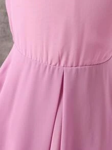 SHEIN 女童纯色荷叶边连衣裙，适合婚礼、新娘派对和活动 - 紫色 - 查看 5