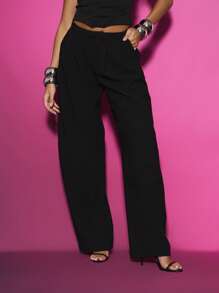 KIZN 定制阔腿裤办公室服装经典商务专业正式晚装裤 - 黑色 - 查看 1