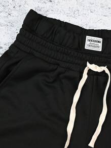 Manfinity EMRG Men's Flame Print Drawstring Waist Loose Casual Shorts - Black - View 5