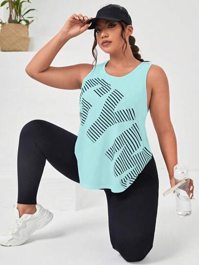 Gameset SHEIN Sport 大码女式字母印花圆领日常健身运动背心