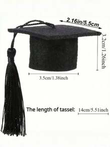 5/10PCS迷你流苏毕业帽，采用涤纶纤维制成，无需电源，无羽毛，适用于毕业派对装饰、瓶子装饰、庆典配件 - 彩色 - 查看 4