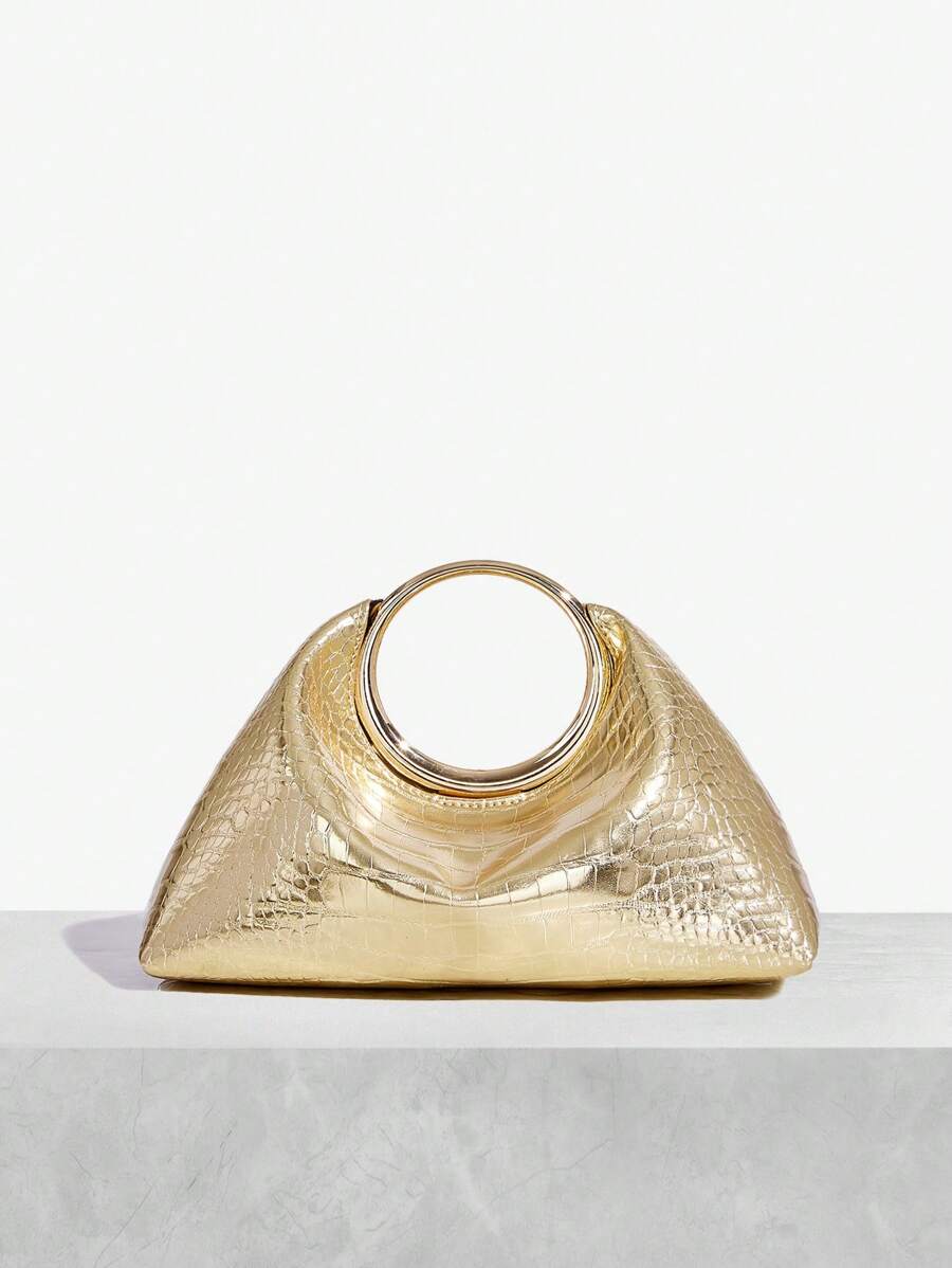 SHEIN SXY Ladies,Women Top Handle Bag ,Fashionable,Simple, Refined, Elegant, Gold,For Cocktail Party,Party,Prom,Club,Date,Birthday,Evening,Date Night, Shopping,Afternoon Tea