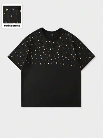 Street Life Maglietta a girocollo a maniche corte con stampa colorata a diamanti, stile casual da uomo, per rave party