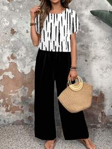 EMERY ROSE 2 件套女士修身条纹设计百搭服装套装，春夏 - 彩色 - 查看 4