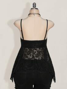 SHEIN ICON Plus Size Front Drawcord Tie Bow Knot Camisole Tank Top, Asymmetrical Hem, Y2K Style, Suitable For Summer, Summer Vacation, Graduation Season, Back To School