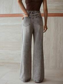 MOTF PREMIUM Jeans con bolsillos en sesgado con detalles de strass - Gris Oscuro - Ver 4