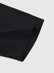 ROMWE Street Life Áo thun tay ngắn cổ tròn in chữ và hình mùa hè cho nữ - màu đen - Xem 5