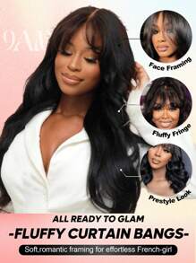 ALL READY WIG 窗帘刘海 飘逸刘海 预剪 预漂白 预拔 佩戴 Go Melting Lace 7x5 无胶前蕾丝假发 100% 真人发质 蓬松波浪 度假装扮 旅行 节日 舞会 户外 角色扮演 校园 学校 海滩 婚礼 露营 假日装扮 夏季装扮 度假氛围 魅力 优雅 休闲 2000 年代时尚风格 SS25 关键词