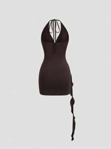 Sweetra 女士性感V领系带肩紧身迷你连衣裙，优雅春夏装