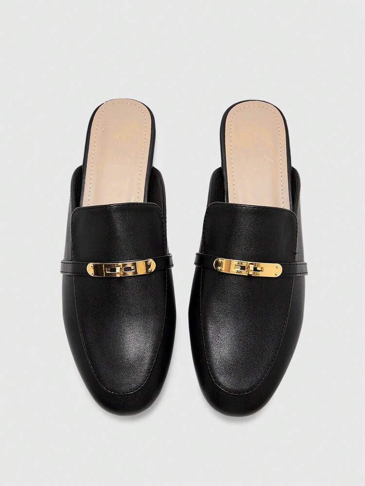 CUCCOO BIZCHIC Scarpe da donna nere piatte a punta tonda, comode mocassini, adatti per tragitto, casual, appuntamenti