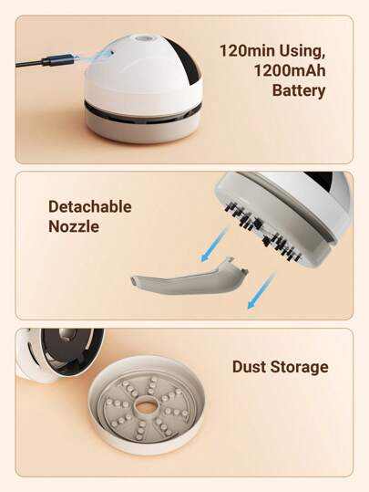 Teckwe Mini Desktop Stofzuiger Cleaner Wireless held, Creative Portable Dust Office Stationery view 8