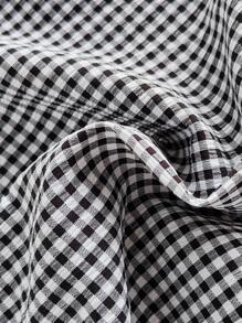 SHEIN Vintaside Kids 少女甜美格纹荷叶边领无袖公主裙，夏季 - 黑與白 - 查看 5