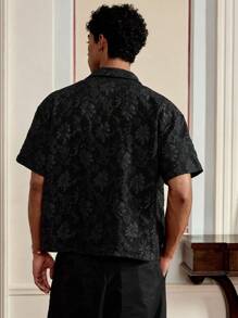 SWAVVY Men's Solid Color Short Sleeve Shirt, Fashionable For Summer, School - Black - View 2