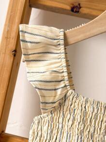 Loomiva 年轻女孩休闲条纹盖袖连体裤，春夏季时尚日常装 - 彩色 - 查看 4