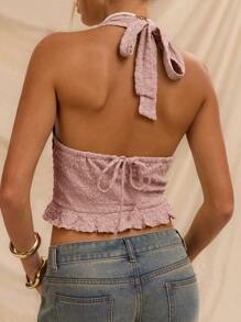 Avantive Top halter para mujeres, ideal para vacaciones en la playa, ferias del renacimiento, conciertos country, festivales de música, aeropuerto, Pascua y estilo bohemio - Rosa - Ver 2