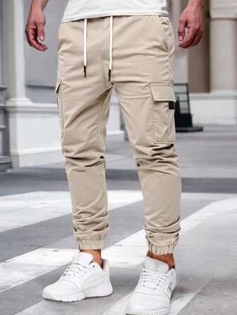 Manfinity EMRG Herren elastische Taillenzug Cargohose mit Taschen