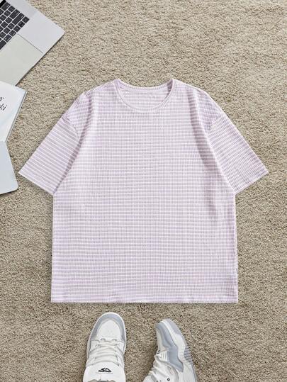 EASEVO Camiseta de manga corta holgada de punto de cuello redondo informal talla grande para hombre, verano