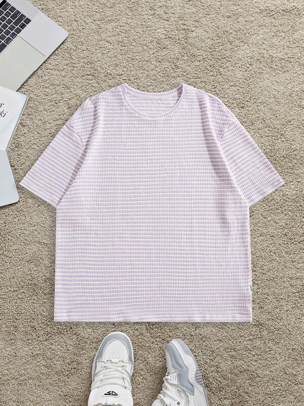 EASEVO Camiseta de manga corta holgada de punto de cuello redondo informal talla grande para hombre, verano