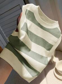 Comfortcana 女士休闲简约多色条纹短款针织上衣 - 彩色 - 查看 3