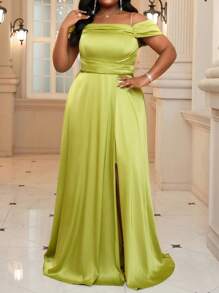 Fleurora Vestido de noche formal de talla grande (con bordados elaborados), vestido de fiesta, para invitados de boda