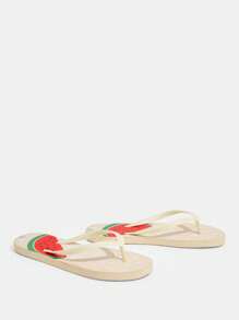 Grefit CUCCOO Watermelon Printed Flat Slippers, Suitable For Beach, Home, And Outdoor Wear - Apricot - View 3