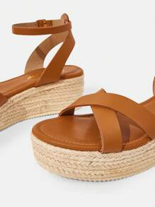Styleloop Giày sandal đế xuồng dệt dây cho nữ, phong cách nghỉ dưỡng BOHO Chic Retro American Western Music Festival Party Outfit - màu nâu - Xem 4