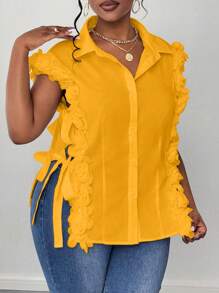 Maweii Plus Size Woven Elegant Romantic Floral Lace Sleeveless Shirt For Vacation