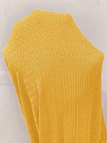 SHEIN VCAY Plus Size Women's Solid Color Cap Sleeve Square Neck Fitted T-Shirt Yellow Crop Top Women Yellow Summer Top Cute Yellow Top Mustard Yellow Top Yellow Babydoll Top - Yellow - View 8