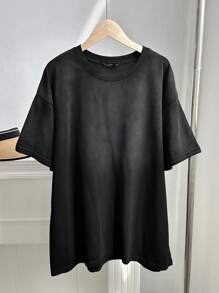 SHEIN EZwear Plus Size Women Black Zebra Print Short Sleeve Casual Oversized T-Shirt,Holiday Outfits,Summer,Vacation,European Summer,Streetwear,Y2K,Country,Beach,2000s Style,Western,Country Concert,School - Black - View 5