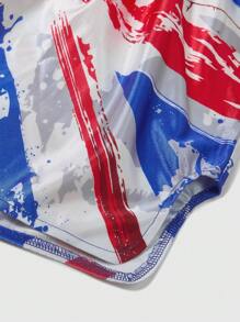ROMWE MEN Prep Men's Elastic Waist UK Flag Print Summer Boxing Shorts - Multicolor - View 5