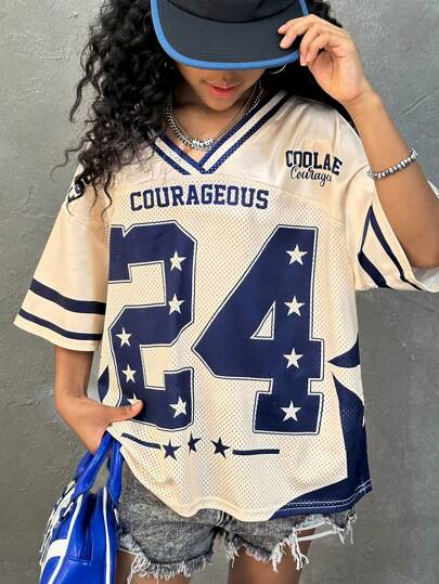 Coolane Kids Áo bóng chày họa tiết số Y2K cổ điển mùa hè cho bé gái tuổi teen màu đen