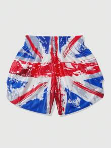 ROMWE MEN Prep Men's Elastic Waist UK Flag Print Summer Boxing Shorts - Multicolor - View 2