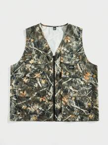 EASEVO Chaleco sin mangas tejido para hombre de talla grande para escalada y deportes al aire libre, para otoño e invierno - Granate - Ver 4