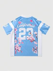 ROMWE MEN Prep Camiseta de manga corta de hockey sobre hielo para hombres, camiseta deportiva para el verano