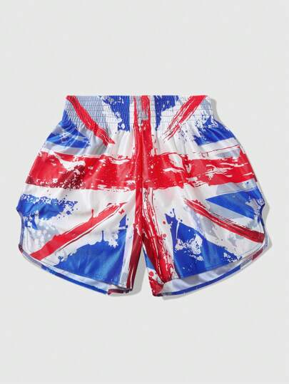 Street Life Pantalones cortos de boxeo de verano con cintura elástica e impresión de la bandera del Reino Unido para hombre