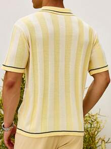 Manfinity Hypemode European And American New Stylish Blogger Design Sporty Contrast Embroidery Men Polo Shirt Yellow Top Men - Yellow - View 2