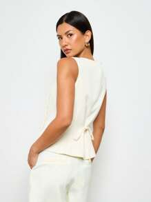 AiiRZ Maßgeschneiderter ärmellose Knopfweste, professionelle Bürokleidung, asymmetrische Weste, moderne Geschäftskleidung, klassische Arbeitsjacke - Aprikosenfarben - Übersicht 2