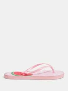 Grefit Chanclas planas con estampado de sandía CUCCOO, sandalias para uso interior y exterior - Rosa Pálido - Ver 2