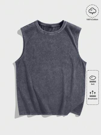 Street Life Chaleco sin mangas casual de cuello redondo con estampado de copos de nieve para hombre, verano