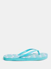 Grefit Cuccoo Star Print Flat Flip Flop Slippers, Suitable For Home, Beach & Outdoor Wear - Mint Blue - View 2