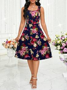 SHEIN Lady Spring And Summer Romantic Bright Colors Light Mature Temperament Elegant Long Skirt And Short Jacket Two Pieces Set - Navy Blue - View 6