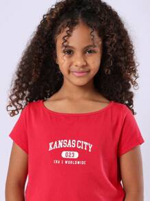 SUMWON Conjunto informal de verano para preadolescentes de edición limitada mundial de Kansas City, que incluye top corto y shorts de tiro bajo, con calcetines blancos con volantes
