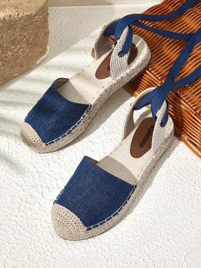 Styleloop Sandalias de cuña con tira de tobillo de lona para mujer, zapatos de vacaciones, zapatos de vuelta al colegio para estudiantes universitarios, zapatos de estilo retro bohemio y campestre francés, zapatos de plataforma para Navidad, otoño/Año Nuevo