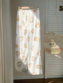 Comfortcana Women's Casual Orange Shell Printed Pants Pattern Pants Cute Pants - Orange - View 2