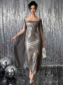 Chiquease New Style Women Elegant Pleated Waist High Split Dress - Multicolor - View 1