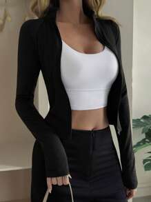 Livesso 女士修身 T 恤，秋季新款 Y2k 女士夹克，秋季女装 - 黑色 - 查看 8